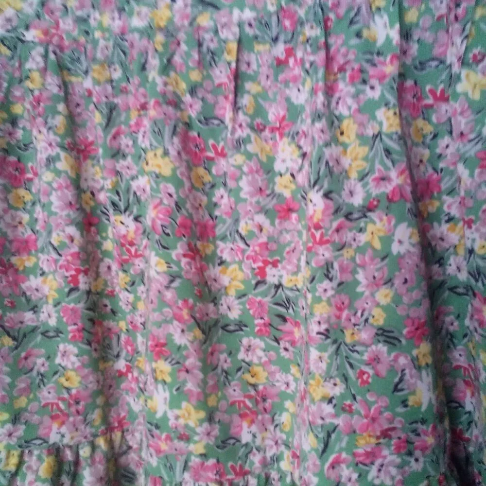 Umgee Skirt S Women Short Ruffle Pull On Elastic Back Waist Colorful Floral